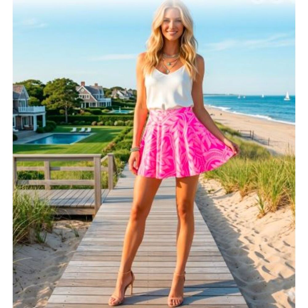 Yumi Kim Women's Floral Pink White Silk Flowy Mini Skirt Sz XS NWT 178